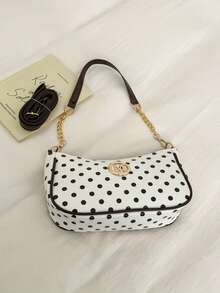 Women's 2026 Spring/Summer New Chic Niche Vintage Shoulder Bag Polka Dot Large Capacity Crossbody Bag - White - View 9