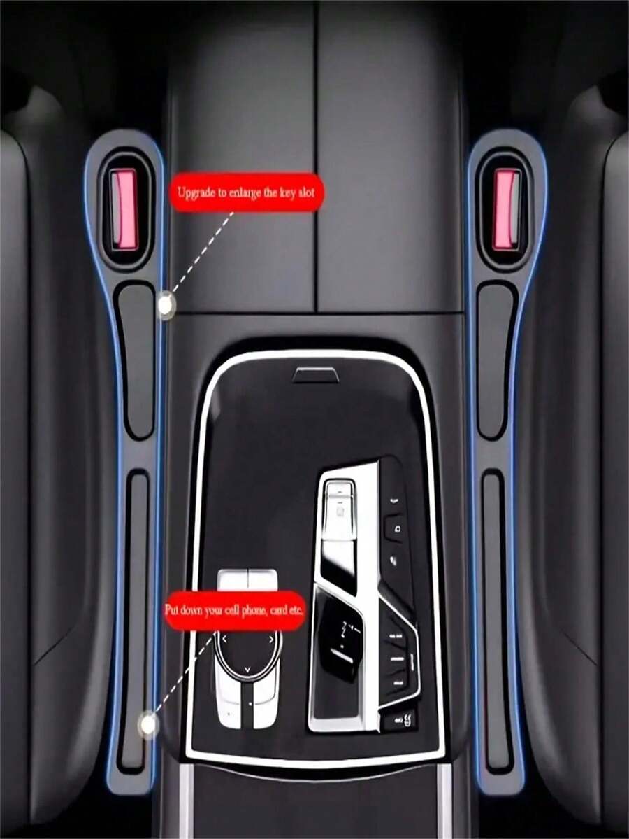2pcs Car Seat Gap Storage Box, Dual Slot Design, Durable Leak-Proof Material, Can Store Keys, Phone, Cards, Coins, Reduce Seat Friction Noise, Elegant Car Interior Decor, Holiday Gift
