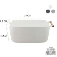 Double-Eared Storage Basket, Thickened Plastic Desktop Storage Box, Household Miscellaneous Storage Box With Wooden Handle - View 12