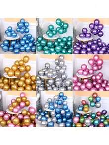 100/50 pièces Ballons de fête à ruban, 5 pouces (12,7 cm) Ballons de couleur métallique, Convient pour la décoration de mariage, la décoration de fête d'anniversaire, la décoration d'anniversaire, la décoration de cérémonie de remise des diplômes, la décoration de fête, la décoration de la fête des mères - Multicolore - Voir 4