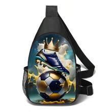 Crossbody Bag, Football Style, Front Pocket Sports Bag, Colorful Holiday Football Print - Casual Style Shoulder Bag, Polyester Material - 彩色 - 查看 9