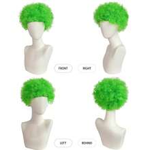 Peruca Colorida de Palhaço, Peruca Curta Encaracolada de 8 Polegadas Unissex Anos 70 80 90 Hippie Disco para Fantasia de Festa de Halloween Cosplay Decorações de Natal Cabelo Peruca de Rocker Heavy Metal para Fantasia Engraçada Louca Peruca de Pegadinha para Feriado Aniversário - Multicolorido - Visão 17