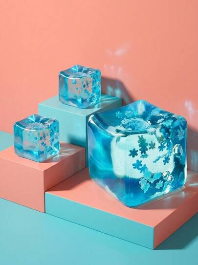 POKOJA LAND Bolas Anti-Estresse Cubo de Gelo com Flocos de Neve, Dentro do seu Melhor Brinquedo Suave e Relaxante, Brinquedo Macio, Pedaços de Neve Silenciosos de Bela Forma Quadrada, Brinquedo Sensorial Anti-Ansiedade Macio e Lento, Prêmios para Sala de Aula.
