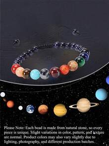 1pc Adjustable Solar System Planet Beaded Bracelet For Teenagers, Helps Teenager Learn About Planets And Expand Their Horizons, Can Wear To School - Multicolor - View 2