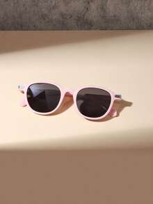 1pc Kids 6-9 Years Old Square Frame Fashion Glasses Classic Style, Pink & Black Frame PC Material Grey Lens, Casual Commute Vacation Style, With Glasses Case - Multicolor - View 5