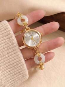 LIANDU LIANDU Women's Watch, Electronic Drive And Pointer Display, Elegant, Fashionable, Personalized, Round Dial Quartz Watch, Daily Wear, Back To School, Timekeeping, Birthday Gift, Also An Ideal Choice For Friends - White - View 2