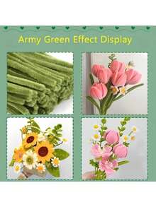 100/200/300/500pcs Green Handmade Chenille Stems, Multi-Color Thick Soft Bendable Pipe Cleaners, Suitable For Arts Crafts Creative DIY Decoration Projects - Green - View 5
