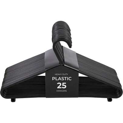 Roe Tenpo Coat Hangers, 50 Pack, Black| Adult Plastic Clothes Hangers Clothes| Durable & Lightweight| Non-Slip, Space-Saving Design Shirts, Jackets, Trousers & More (50 Pack)