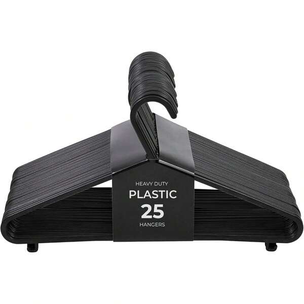 Roe Tenpo Coat Hangers, 50 Pack, Black| Adult Plastic Clothes Hangers Clothes| Durable & Lightweight| Non-Slip, Space-Saving Design Shirts, Jackets, Trousers & More (50 Pack)