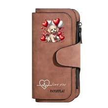 Dompet Panjang Wanita Kulit Matte Vintage Eropa & Amerika, Dompet Lipat Tiga dengan Banyak Slot untuk Kartu Kredit, dan Dompet Ponsel dengan Resleting & Kancing Jepret - MultiWarna - View 15