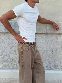 Men's Casual T-Shirt Slim Fit Basic Social Fashion - 白色 - 查看 11