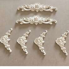 2D Wooden European Floral Pattern Furniture Decorative Panel, Furniture Cabinet Door Mirror Frame Decorative Flower, Decorative Component, Wall Frame DIY Art Decoration - Khaki - View 1