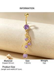 1pc Sexy Spiral Zirconia Navel Ring, Body Piercing Jewelry For Women, Party Accessory - Spiral - View 13