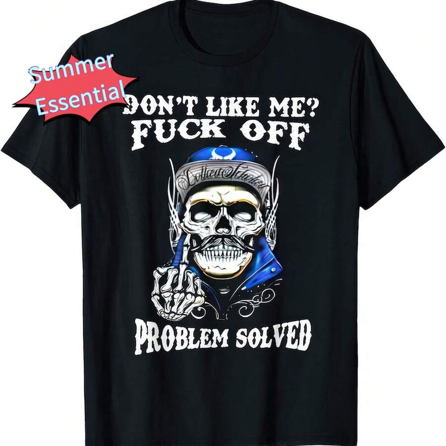 If You Don't Like Me, Just Leave Me Alone, Problem Solved!Funny T-Shirt - 黑色 - 查看 1