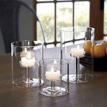 3 Clear Cylinder Candle Holders Bulk Pillar Candles, Glass Hurricane Candle Holders, Open-Ended Glass Candle Holder Bases For Wedding Centerpieces, Parties, Events, Halloween Christmas Decor - A - View 7