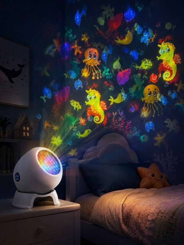 Type-C USB Snowflake Or Ocean Animal Lamp, Rainbow Dynamic Light For Holiday Rooms