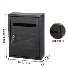 1件戶外壁掛式小型可鎖信箱（氣泡信封需另購），噴塗金屬材質，配有鎖頭與2把鑰匙，用於存放信件、帳單與信封的戶外壁掛信箱（白色/黑色） - A - 查看 11