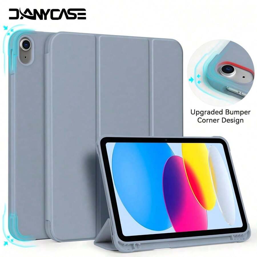 DANYCASE 11英寸平板电脑保护套,带笔槽,适用于A16 Air 11 M3 M2 Pro 11 M4 M5 7代 8代 9代 10.2英寸 10代 10.9英寸 Air 4 Air 5,防摔设计 - 紫色 - 查看 1