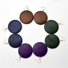 1 Pair Vintage Exaggerated Round Wooden Pendant Earrings - Geometry - View 5