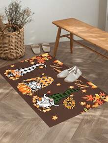 1/2pcs Autumn Thanksgiving Pumpkin Gnome Kitchen Decor Rug, Autumn Kitchen Rug And Mat, Non-Slip Washable Absorbent Kitchen Accessories Decor Mat, Thanksgiving Holiday Gift! - Multicolor - View 5