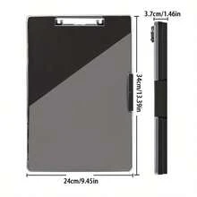 Clipboard With Storage, With 2 Storage Boxes, Heavy Duty Clear Visible Top Panel To Store Clipboard, Side Opening - Black - View 3