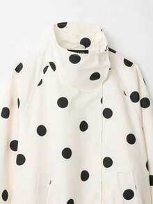 GDDYIN Women's Autumn New Style College Casual Polka Dot Pilot Jacket Coat White - White - View 8