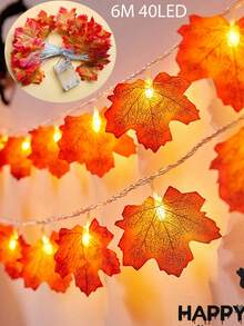 1pc Halloween Maple Leaf Light String, Maple Leaf LED Fairy Light, Indoor Festival Party Decoration, Maple Leaf Wall Hanging Light, Battery Powered,Fall Maple Leaf LED Light,Halloween Supplies,Artificial Maple Leaf - Huang Guang - View 12