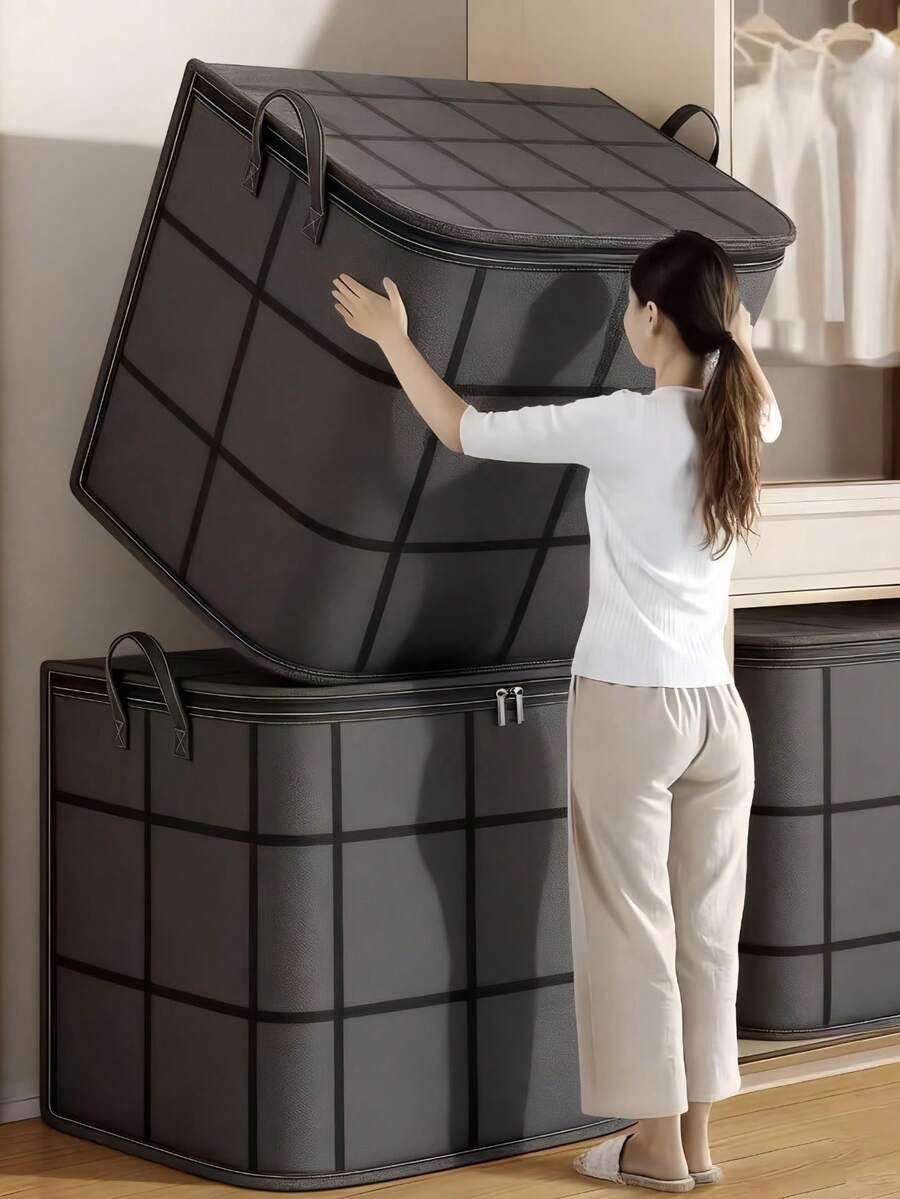 Large Capacity Storage Bag With Reinforced Handles Foldable Moving Storage Bin Drawer Laundry Clothes Organization Bags For Bedding Moving Closet Use Spacious Box Basket Wedding Christmas Bathroom House Bedroom Home Room Decor Cruise Travel Essential