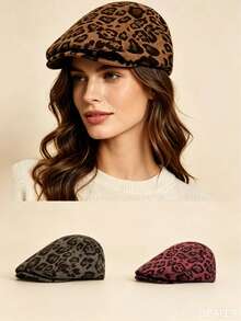 New Fashion Elegant Artistic Denim Bucket Hat For Women, Versatile Bucket Hat With Large Brim, Face-Slimming Design - Leopard Print Baseball Cap - View 1
