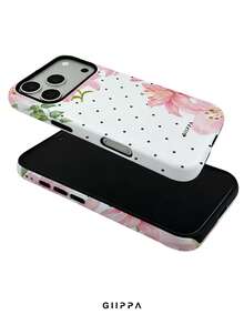 GIIPPA 1pc Black Polka Dot & Pink Hibiscus Pattern Design Phone 17 Pro Max Phone Case, Compatible With Phone 16 Pro Max, 15 Pro Max, 14 Pro Max, Korean Style High-End Fashion & Fun Phone Case, Suitable For 11/12/13/14/15/16 Pro Max Plus, Elegant Design For Men & Women, Perfect Gift For Girlfriend On Christmas, Valentine's Day, Easter, Wedding Season And Birthday! - Multicolor - View 4