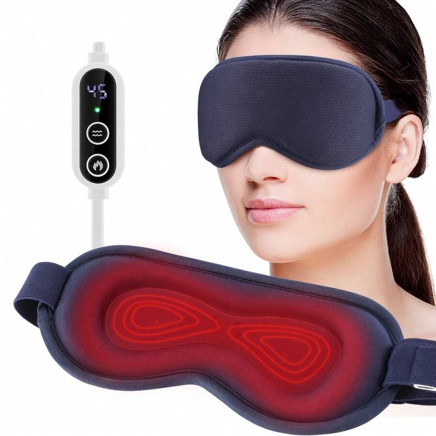 Hailicare Electric Steam Eye Mask, 3D Massage Eye Mask, Constant Temperature Hot Compress, Smart Timing, Sleep Shading, Ideal For Office Lunch Break & Bedroom Use - Navy Blue - View 1