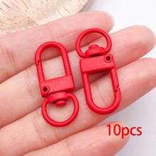 10pcs Multicolor Painted Mini D Shape Swivel Lobster Clasps Spring Snap Hooks With Rotating Ring For DIY Keychains Bag Charms Pendant Findings - Multicolor - View 16