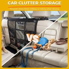 EIGIIS Black Car Pet Barrier, Double Layer Mesh Pet Net With Storage Pockets, Tool-Free Installation SUV And Sedan Dog Divider, Anti-Scratch Car Back Seat Partition, Prevent Distracted Driving - A - View 5