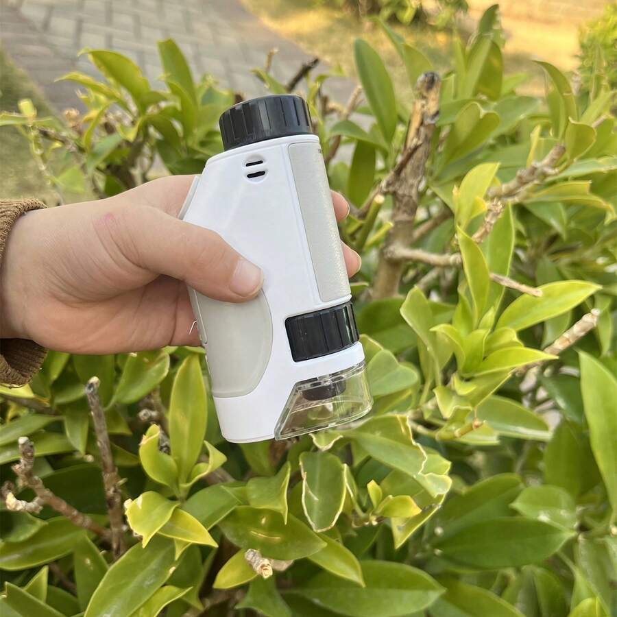 Microscopio portátil con iluminación LED, rango de aumento 50 a 300X, material educativo perfecto para exploración natural y regalo vacacional infantil - Gris - Ver 1