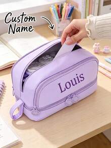 Tempat Pensil Kapasitas Besar yang Dapat Dipersonalisasi, Kantong Pensil dengan Nama yang Dapat Disesuaikan, Cocok untuk Spidol dan Penyimpanan Alat Tulis Portabel, Ideal untuk Kembali ke Sekolah, Kantor dan Perjalanan, Hadiah Ulang Tahun, Hadiah Sempurna untuk Pria/Wanita, Desain Estetis - MultiWarna - View 6