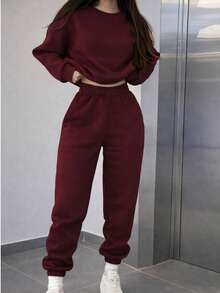 Women Two-Piece Outfits - Burgundy - View 6