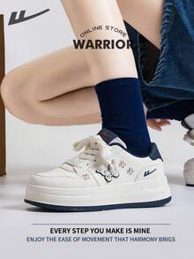 Warrior Women's Board ShoesSpring And SummerComfortable Modest Style Casual Yet Sleek Sneakers Applicable Throughout The Year Wear-Resisting All-Day Wear Training Sneakers Running Shoes - Beige/dark Blue - View 6