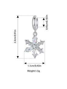 Bamoer Winter Ice Series Silver Charms, Snowflake Iridescent Moon Glass Beads Fit Bracelet DIY Accessories - Silver - View 15