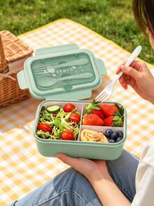 1pc Salad Lunch Box, Lunch Box Container With Spoon And Fork, Microwave And Dishwasher , Suitable For Outings, Work, Picnic Kitchen Storage - Multicolor - View 7
