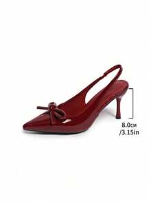 2025 New Glossy Pointed Toe Slingback Stiletto Heels, Adjustable Buckle Thin Heel Cushioned Anti Slipfor Daily Work, Office Commute, Wedding Party. - 紅色 - 查看 7
