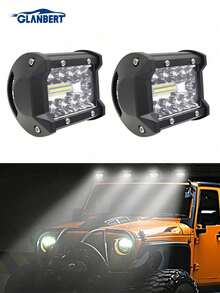 GLANBERT 2pcs 60W 3-Row 20LED Spotlight, 12V Waterproof, High Brightness White LED Work Light For Vehicles - Black - View 11