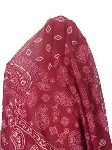 Women's Fashion Holiday Cashew Pattern Printed Pleated Maxi Skirt - Red - View 7