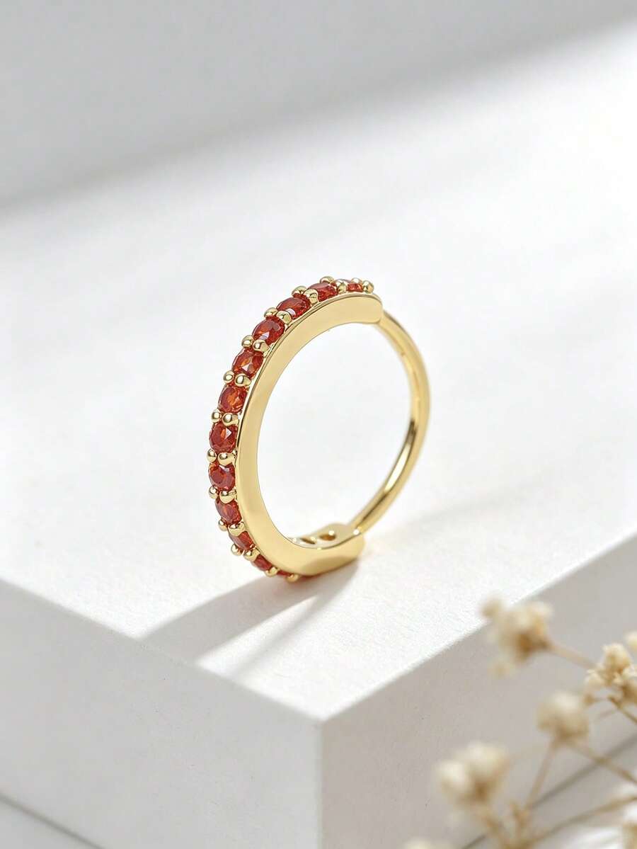 1件女款時尚單排立方鋯石鼻環身體穿刺飾品，適合派對、節日主題、日常穿戴、個性化表演場合