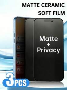 Yezodawee 3Pcs Ceramic Soft Privacy Film For17Pro Max/17Air/17E/16Pro Max/ 16e/7Plus/8Plus Full Curved Anti Spy Screen Protector - Black - View 8