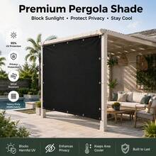 High-Density Thickened Privacy Anti-Peeping Sunshade Fabric, 90% UV Protection Garden Sunscreen Screen, Weather-Resistant Waterproof Outdoor Privacy Protection Net Curtain, Suitable For Balcony/Patio/Yard, Includes Cable Ties And Rope Installation Kit - Black - View 2