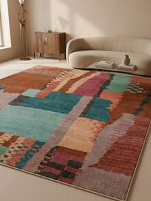1 buah Karpet Klasik Maroko Motif Geometris Blok Warna Patchwork - Karpet Lembut Imitasi Kasmir, Cocok untuk Kamar Mandi, Dapur, Pintu Masuk, Lorong, Samping Tempat Tidur, Ruang Tamu, Kamar Tidur, Dapat Dicuci dengan Mesin Sepanjang Musim, Ukuran Besar, Dekorasi Rumah yang Estetis - MultiWarna - View 4