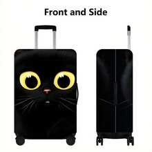 1pc Black Cat Print Luggage Cover, Fits 18-32 Inch Suitcases, Dust-Proof Elastic Travel Accessory, Effectively Protects Luggage - View 5