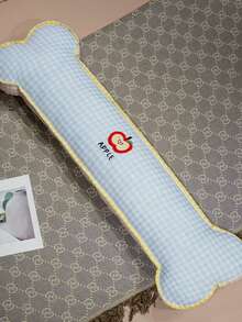 透氣格子布骨頭造型抱枕，全高彈性內填充，甜美蘋果圖案刺繡，多款清新配色可選，舒適側睡身體支撐枕，美學房間裝飾禮物 - 彩色 - 查看 13