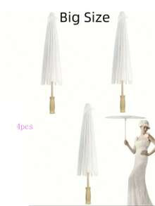 Classic White Paper Umbrella - UV Protection, Manual Open/Close, Suitable For Weddings, Photography, Cosplay, Parties - Multicolor - View 15