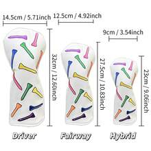 Colorful Golf Club Head Covers, Suitable For Drivers And Utility Clubs, Popular Protective Covers For Cross-Border, Universal Golf Head Caps. - White - View 8